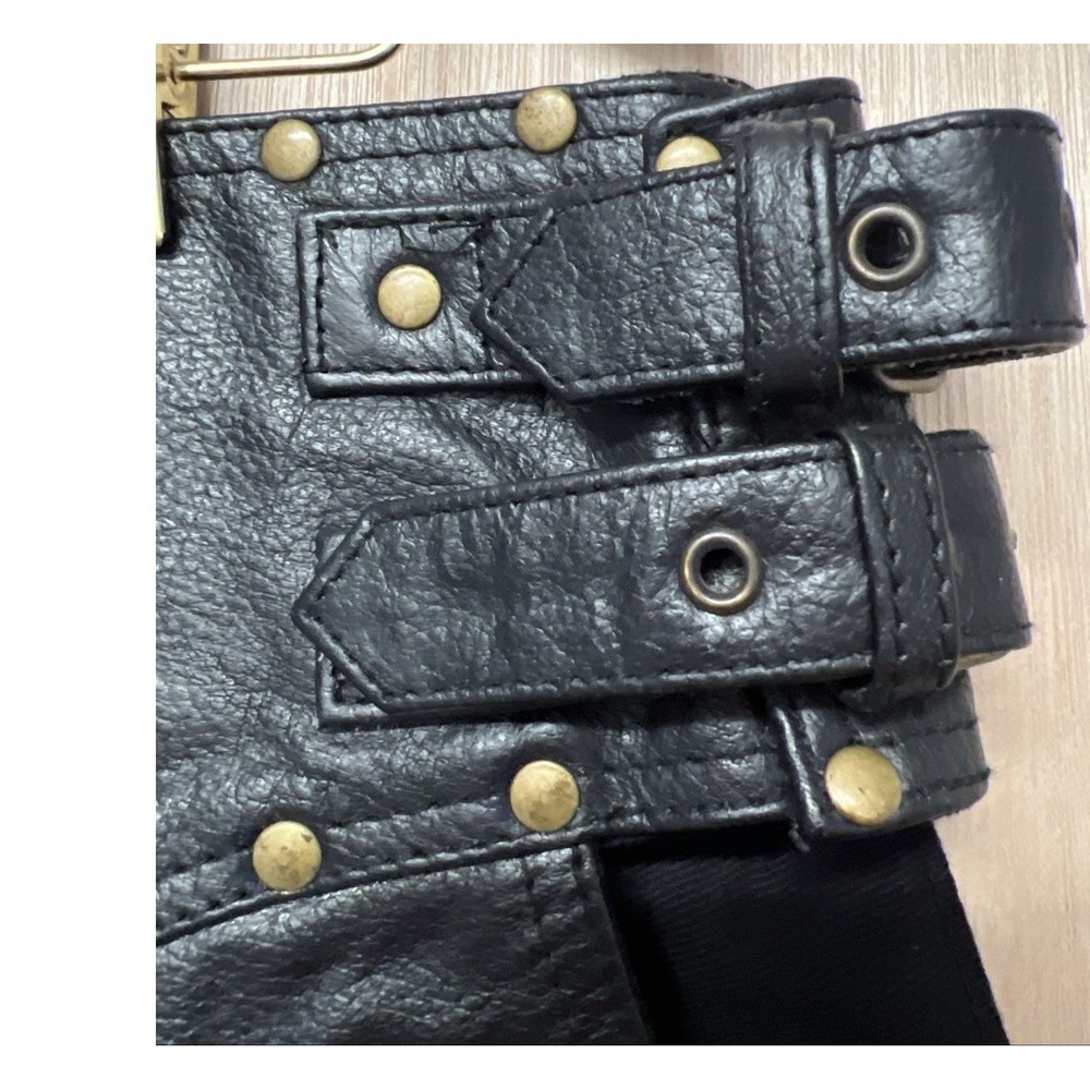 Mediaeval x Gladiator Leather Kilt Size 34 Black Studded Straps Buckles - Picture 7 of 10
